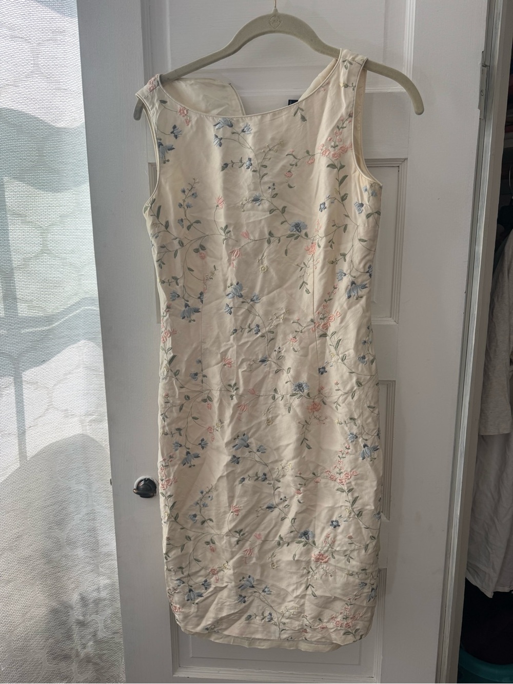 Silk Sleeveless Cream Floral Dress